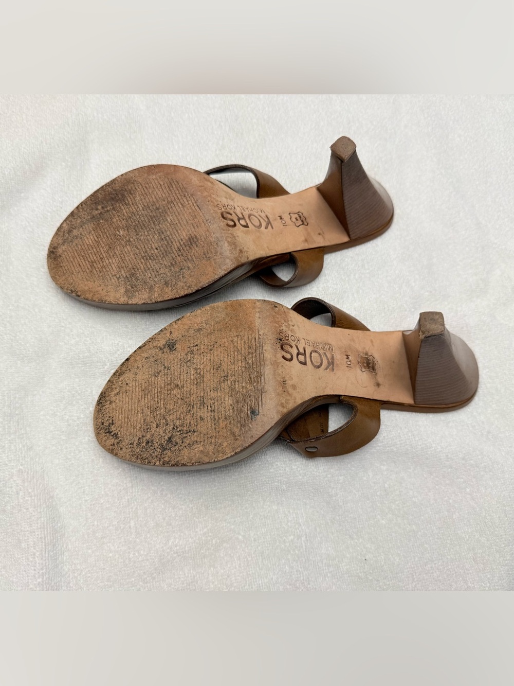 Michael Kors Brown Leather Ring-Accent 4.5” Slide Sandals - Picture 5 of 5